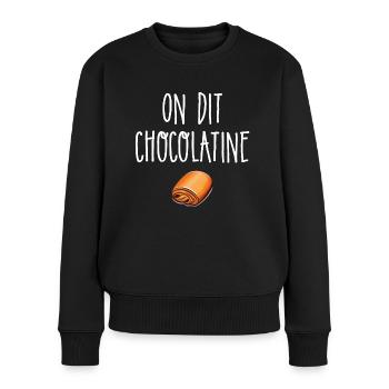 On dit chocolatine - Pull Premium bio Femme - noir - Devant - Julia (174cm)