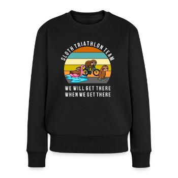 Sloth Triathlon Team Faultier Sport Shirt - Frauen Premium Bio Pullover - Schwarz - Vorne - Julia (174cm)