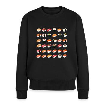 Viele Sushi Zubereitungen - Arten von Sushi - Frauen Premium Bio Pullover - Schwarz - Vorne - Julia (174cm)