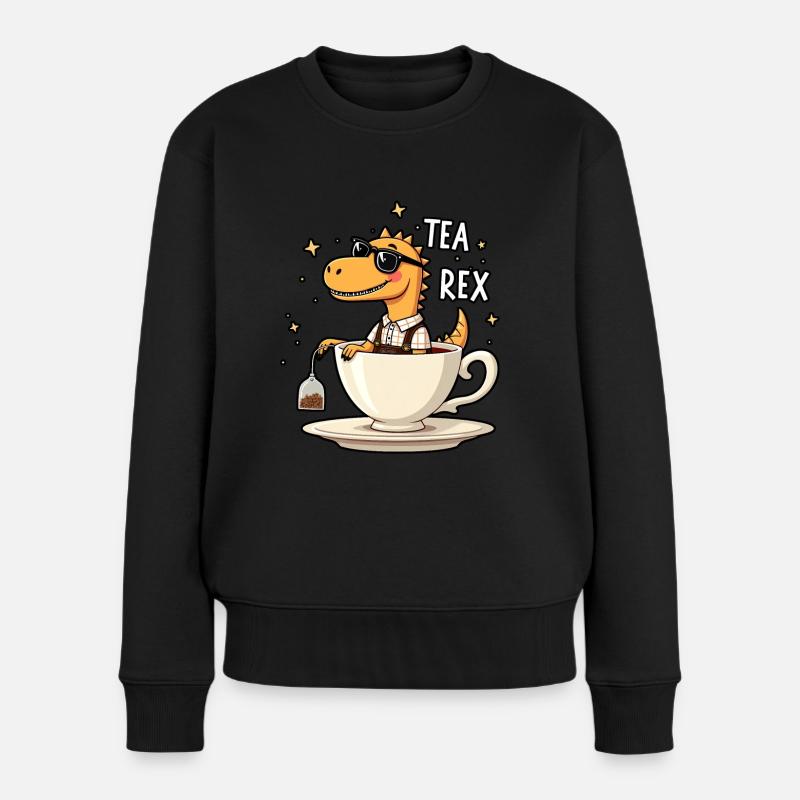 Tea Rex - Frauen Premium Bio Pullover - Schwarz