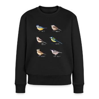 Bird watching Gift - Blue tit, Great tit - Women's Premium Organic Jumper - black - Front - Julia (174cm)
