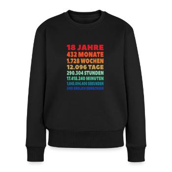 18. Geburtstag Geschenk lustig - endlich erwachsen - Frauen Premium Bio Pullover - Schwarz - Vorne - Julia (174cm)