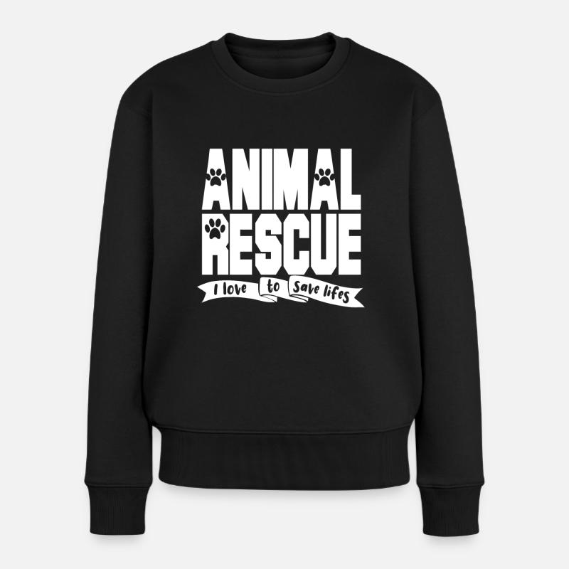 Tierschutz Tierschützer Tierretter Hunde Katzen - Frauen Premium Bio Pullover - Schwarz