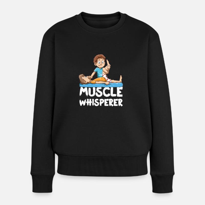 Lustiges Muskelflüsterer Physiotherapeut - Frauen Premium Bio Pullover - Schwarz