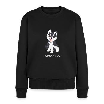 Pomsky Mom - Frauen Premium Bio Pullover - Schwarz - Vorne - Julia (174cm)