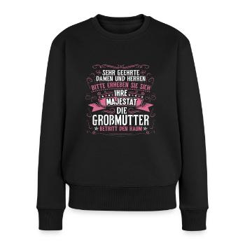 Sehr geehrte Damen und Herren die Oma ist da - Frauen Premium Bio Pullover - Schwarz - Vorne - Julia (174cm)