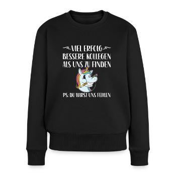 Abschiedsgeschenk Kollegin Mitarbeiterin Einhorn - Frauen Premium Bio Pullover - Schwarz - Vorne - Julia (174cm)