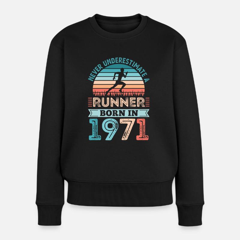 Läufer geboren 1971 50. Geburtstag Geschenk Running Dad - Frauen Premium Bio Pullover - Schwarz