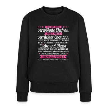 Frau Ehepartnerin Geschenk Verwöhnte Ehefrau Dame - Frauen Premium Bio Pullover - Schwarz - Vorne - Julia (174cm)