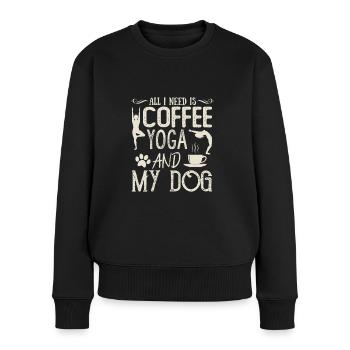 I only need coffee yoga and my dog - Pull Premium bio Femme - noir - Devant - Julia (174cm)
