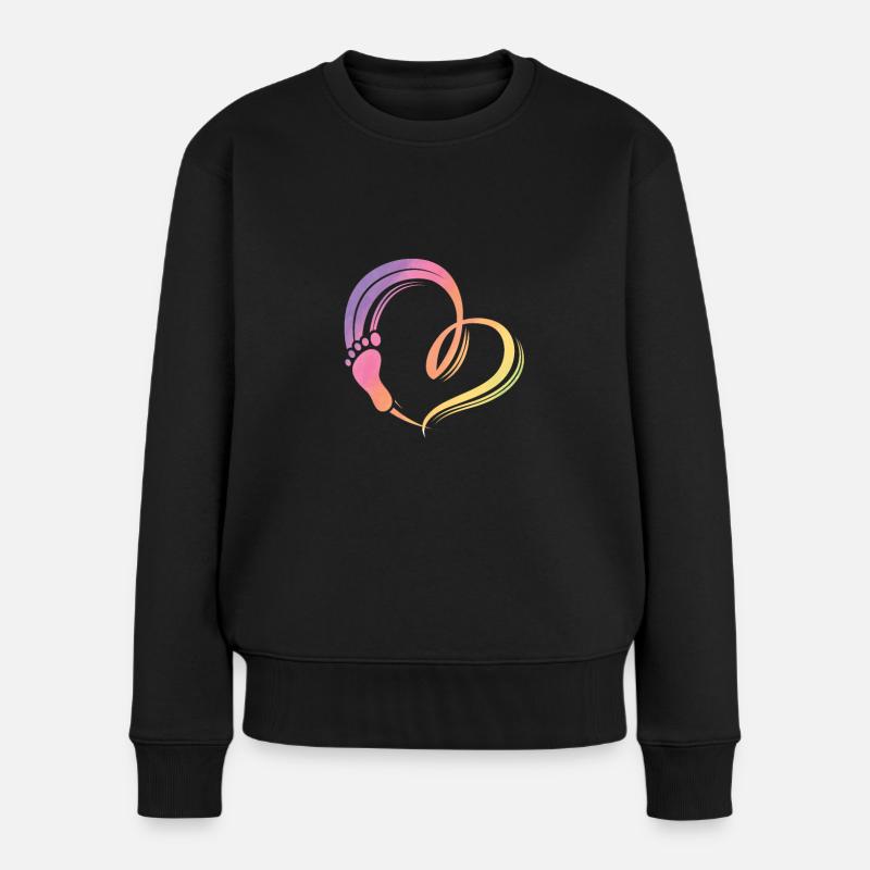 Fuß Herz - Frauen Premium Bio Pullover - Schwarz