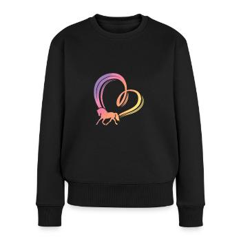 Heart Rainbow Horse - Women's Premium Organic Jumper - black - Front - Julia (174cm)