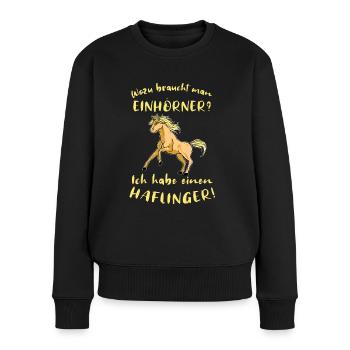 Haflingermotiv Pferde Haflinger Geschenkidee - Frauen Premium Bio Pullover - Schwarz - Vorne - Julia (174cm)