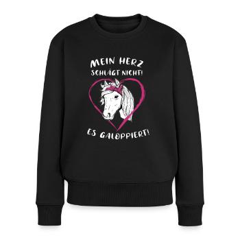 Pferde Herz Reiterin Geschenkidee - Frauen Premium Bio Pullover - Schwarz - Vorne - Julia (174cm)