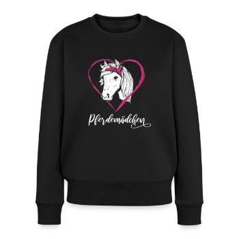 Pferdemädchen Pferde Herz Geschenkidee - Frauen Premium Bio Pullover - Schwarz - Vorne - Julia (174cm)