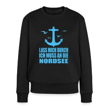 Wattenmeer Ebbe Flut Nordsee Büsum Küste Strand - Frauen Premium Bio Pullover - Schwarz - Vorne - Julia (174cm)