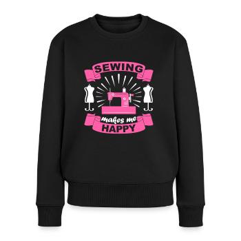 Nähen Geschenk Häkeln Näherin Mama - Frauen Premium Bio Pullover - Schwarz - Vorne - Julia (174cm)