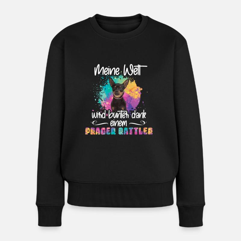 Welt wird bunt dank Prager Rattler Hund - Frauen Premium Bio Pullover - Schwarz