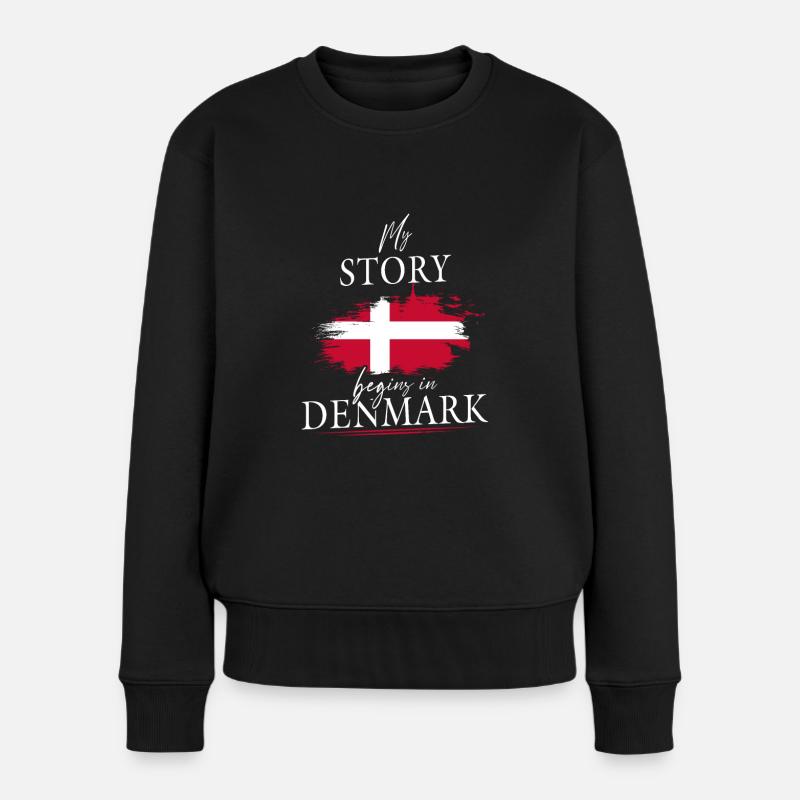 My story begins in Denmark Dänemark - Frauen Premium Bio Pullover - Schwarz