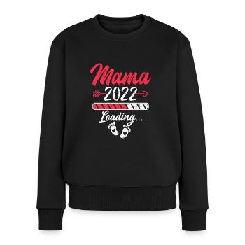 Schwangerschaft Mama 2022 Werdende Mutter - Frauen Premium Bio Pullover - Schwarz - Vorne - Julia (174cm)