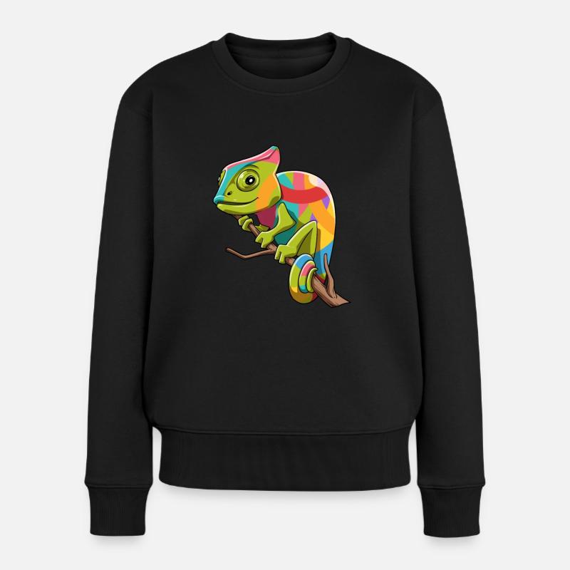 Chamäleon Leguane Zucht Reptilien - Frauen Premium Bio Pullover - Schwarz