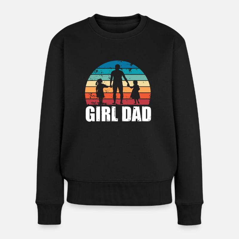Mädchen Papa Sonnenuntergang Vater von Mädchen Vatertag Geschenk - Frauen Premium Bio Pullover - Schwarz