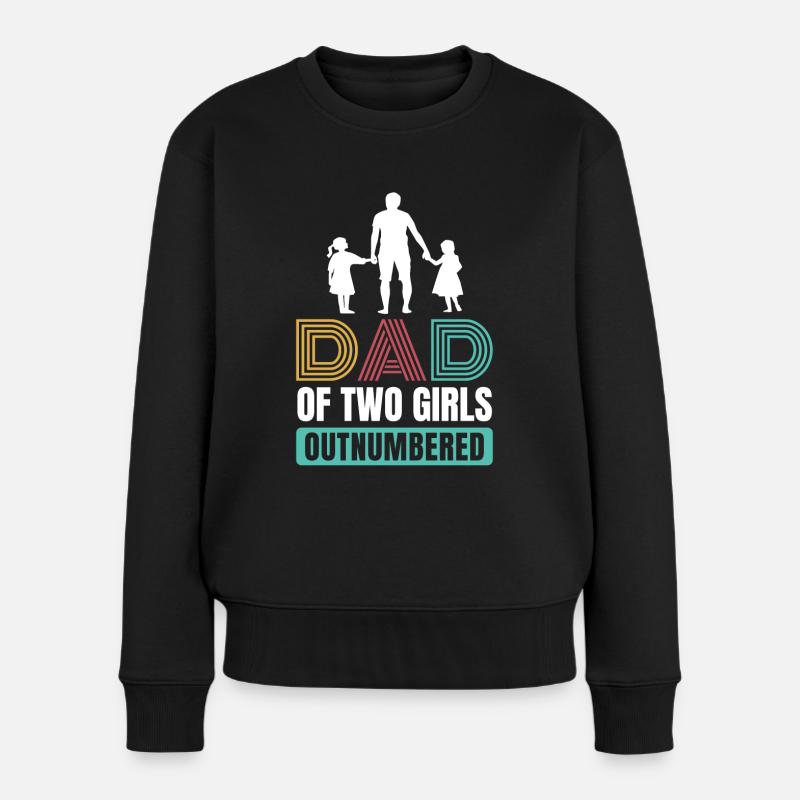 Vater von 2 Mädchen zahlenmäßig überlegen Vatertag Retro - Frauen Premium Bio Pullover - Schwarz