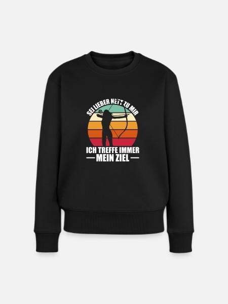 Bogensport Bogenschießen Geschenkidee Frau - Frauen Premium Bio Pullover - Schwarz