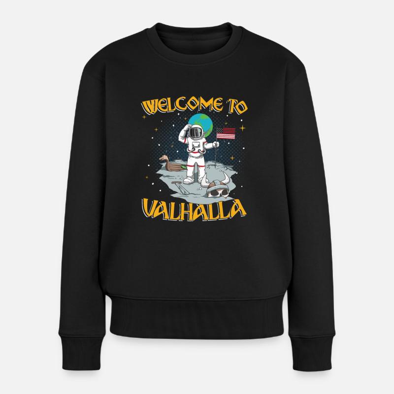 Welcome to Valhalla - Frauen Premium Bio Pullover - Schwarz