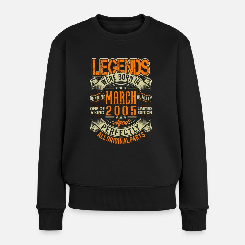 2005 März Geburtstag Legende - Frauen Premium Bio Pullover - Schwarz