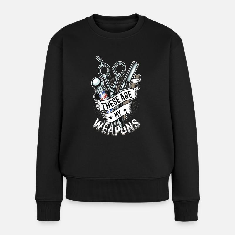 Ce sont mes armes dans le salon de coiffure - Pull Premium bio Femme - noir