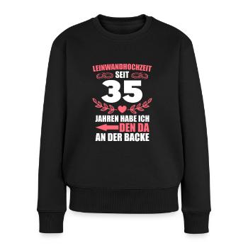 35 Hochzeitstag Frau Leinwandhochzeit Geschenk - Frauen Premium Bio Pullover - Schwarz - Vorne - Julia (174cm)