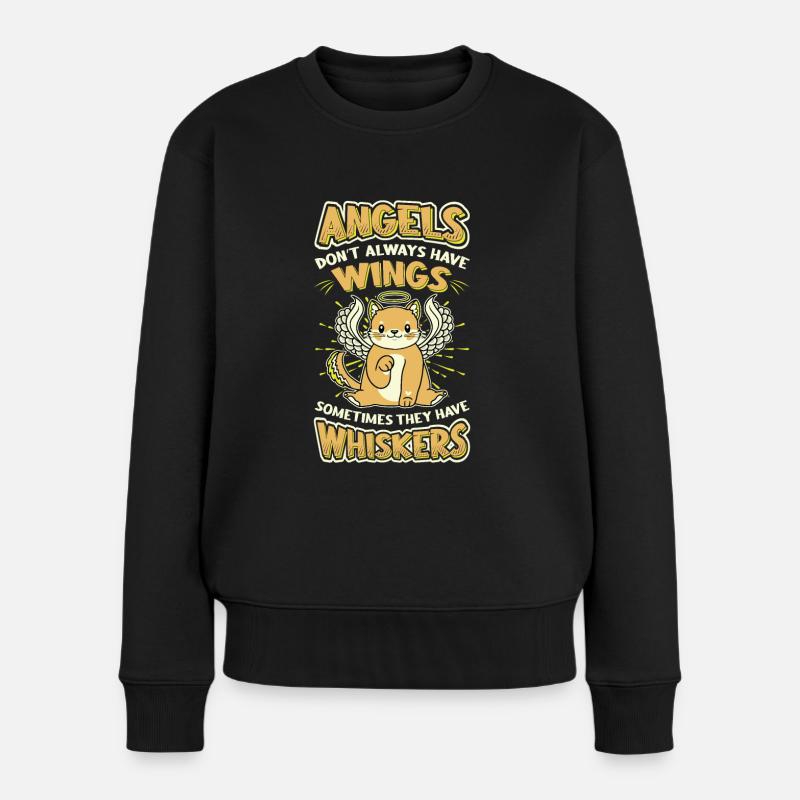 Angels Don't Always Have Wings. - Frauen Premium Bio Pullover - Schwarz