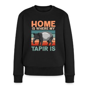 Zuhause ist, wo mein Tapir ist Tierpfleger - Frauen Premium Bio Pullover - Schwarz - Vorne - Julia (174cm)