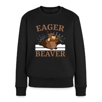 Eager Beaver Wildlife Animal Canada Dam Rodent - Women's Premium Organic Jumper - black - Front - Julia (174cm)