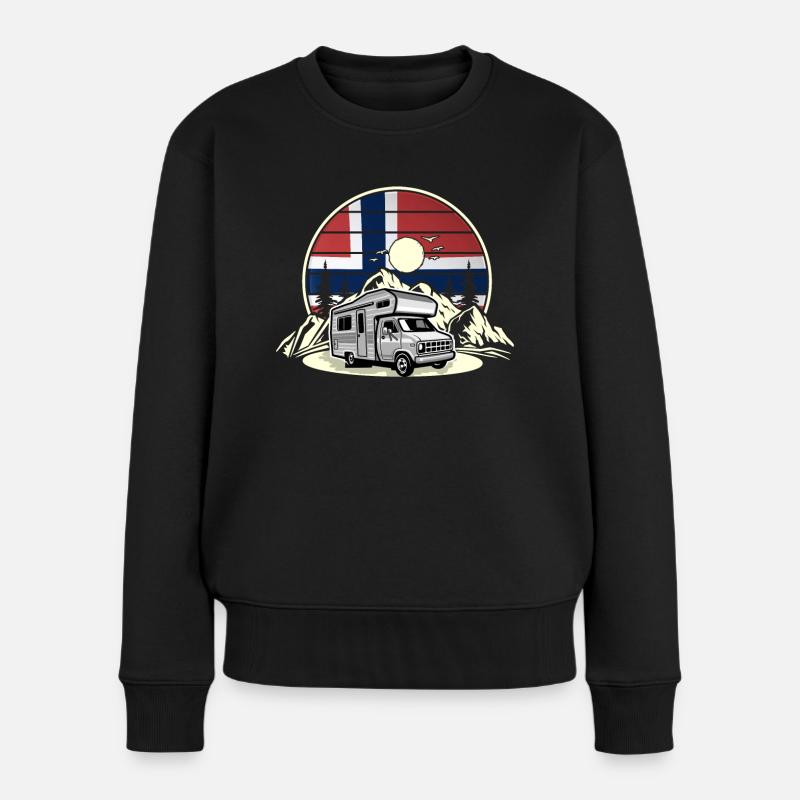Norwegen Camping Wohnmobil Reise Urlaub - Frauen Premium Bio Pullover - Schwarz