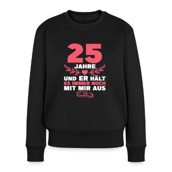 Silberne Hochzeit 25. Hochzeitstag Geschenk Frau - Frauen Premium Bio Pullover - Schwarz - Vorne - Julia (174cm)