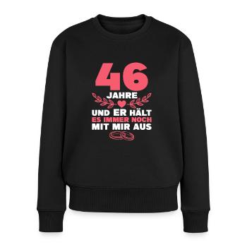Lavendelhochzeit 46. Hochzeitstag Geschenk Frau - Frauen Premium Bio Pullover - Schwarz - Vorne - Julia (174cm)
