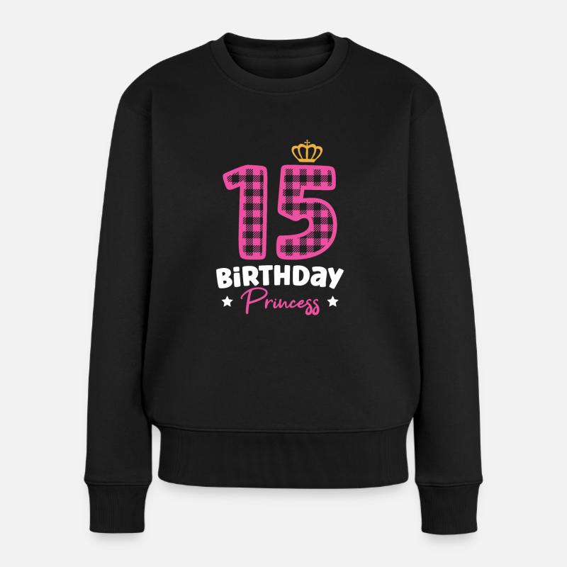 15. Geburtstag Mädchen Geschenk - Frauen Premium Bio Pullover - Schwarz