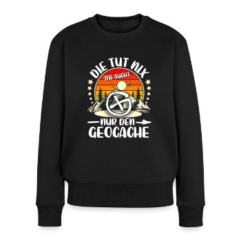 Geocaching Geocacher Geocache - Frauen Premium Bio Pullover - Schwarz - Vorne - Julia (174cm)