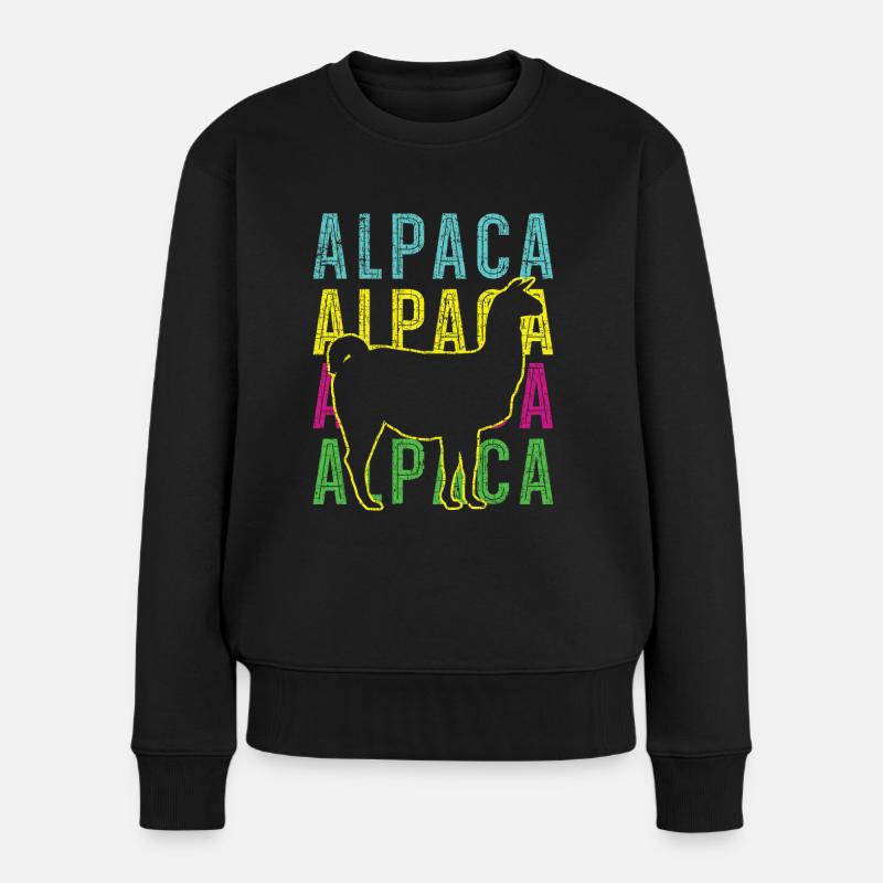 Alpaka Llama Lover Alpaka Flüsterer Bauernhof Tier - Frauen Premium Bio Pullover - Schwarz