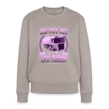 LKW Fahrer Lkw Fahrerin - Frauen Premium Bio Pullover - Taupe - Vorne - Julia (174cm)