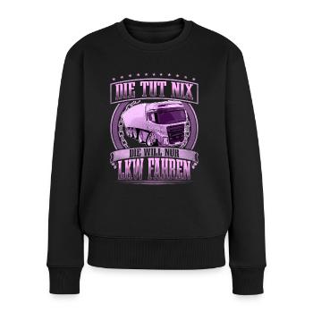 LKW Fahrer Lkw Fahrerin - Frauen Premium Bio Pullover - Schwarz - Vorne - Julia (174cm)