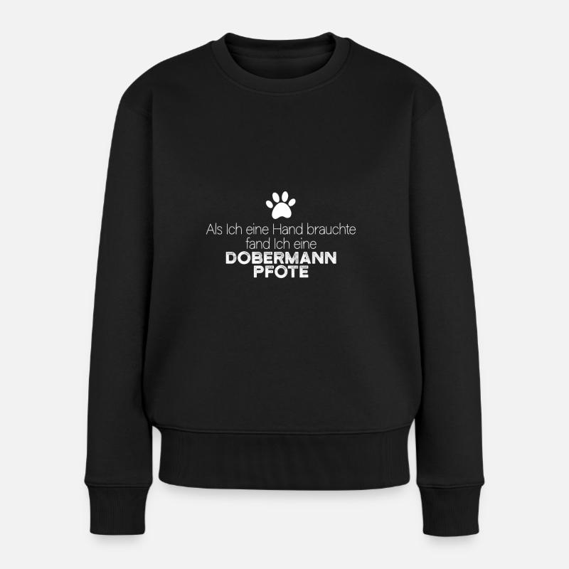 Hand Dobermann Pfote - Frauen Premium Bio Pullover - Schwarz
