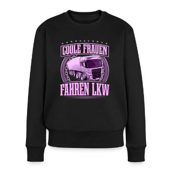 LKW Fahrerin - Frauen Premium Bio Pullover - Schwarz - Vorne - Julia (174cm)