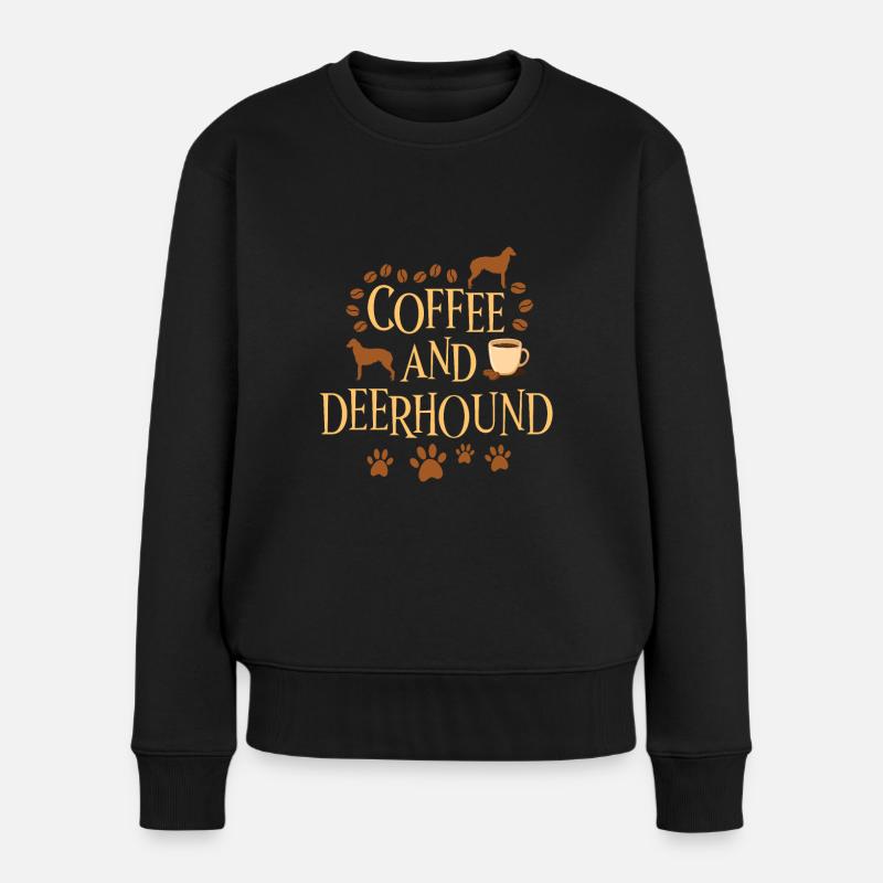 Kaffee und Deerhound - Frauen Premium Bio Pullover - Schwarz