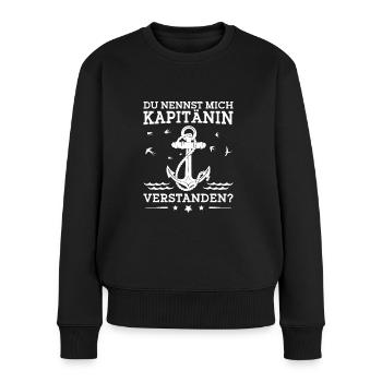 Bootsführerschein Seglerin Segelboot Kapitänin - Frauen Premium Bio Pullover - Schwarz - Vorne - Julia (174cm)