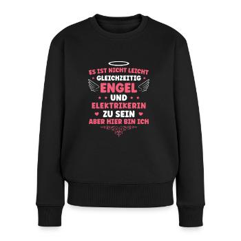 Handwerk Meisterin Handwerkerin Elektrikerin - Frauen Premium Bio Pullover - Schwarz - Vorne - Julia (174cm)