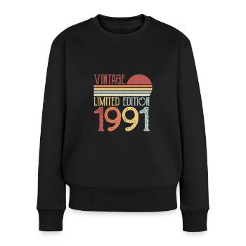 1991 Limited Edition - Frauen Premium Bio Pullover - Schwarz - Vorne - Julia (174cm)