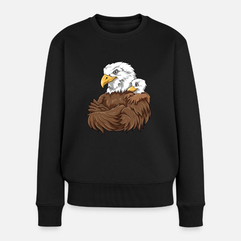 Starker Adler mit Adler Kind für einen Adler - Frauen Premium Bio Pullover - Schwarz